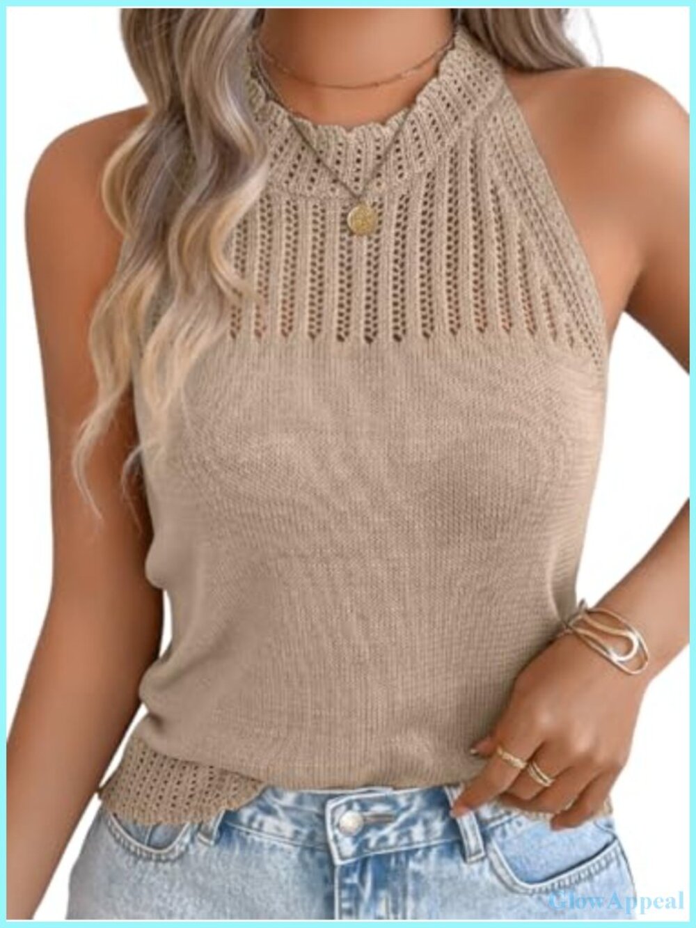 Women's Racerback High Neck Knit Tank Top Lightweight Sweater Vest